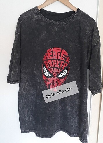 xl Beden Spiderman Head Eskitme Unisex Oversize Tshirt