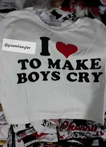 xs Beden I Love To Make Boys Cry Crop