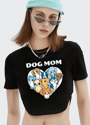 Dog Mom Baskılı Crop 