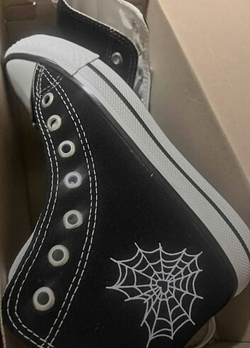40 Beden Heart Spider Web Kanvas Kumas Spor Ayakkabi