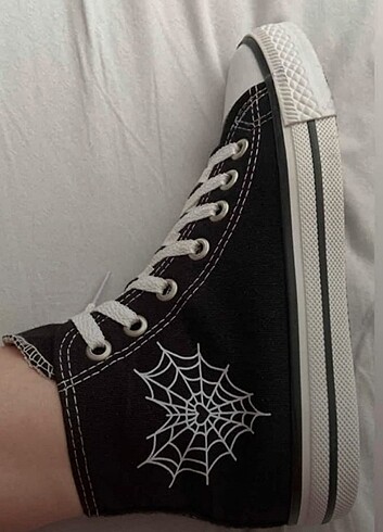 40 Beden siyah Renk Heart Spider Web Kanvas Kumas Spor Ayakkabi