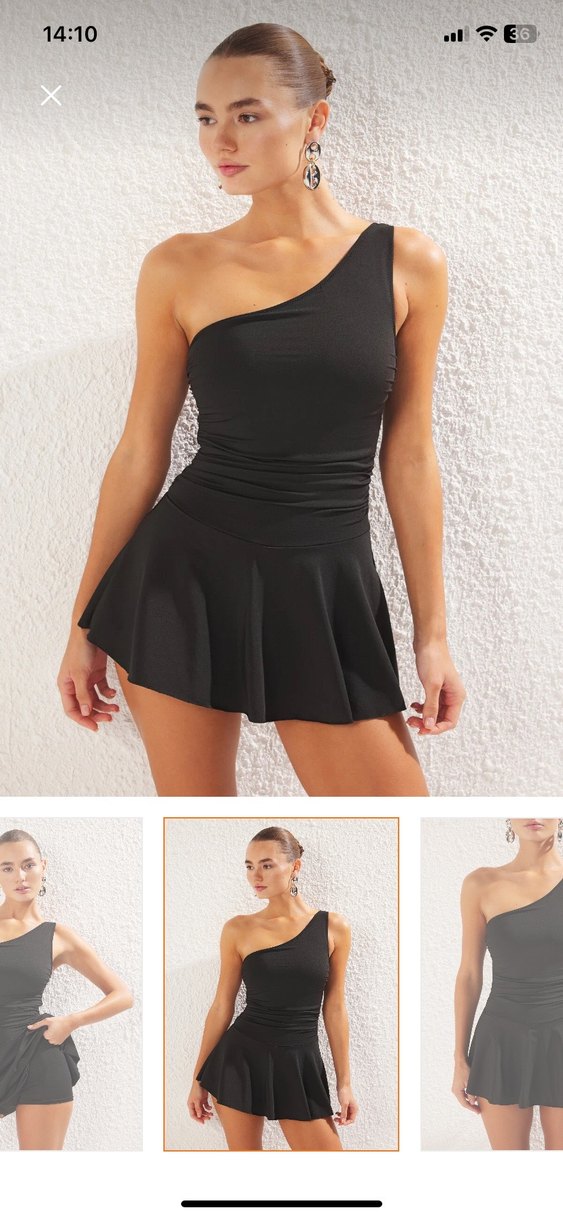 Siyah Drapeli Tek Omuz Mini Mayo - Görsel 2