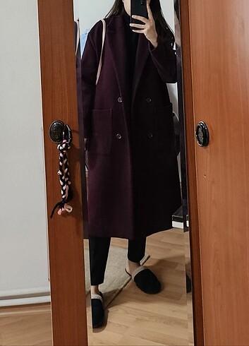 Bordo astarlı Kaşe Kaban / Mont 