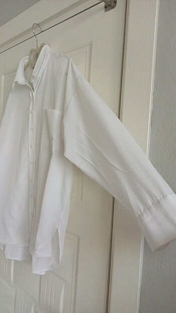 l Beden Beyaz oversize uzun gömlek 
