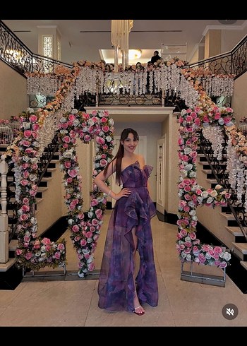 Mor fırfırlı abiye - Görsel 2