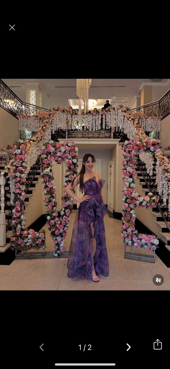 Mor fırfırlı abiye - Görsel 2