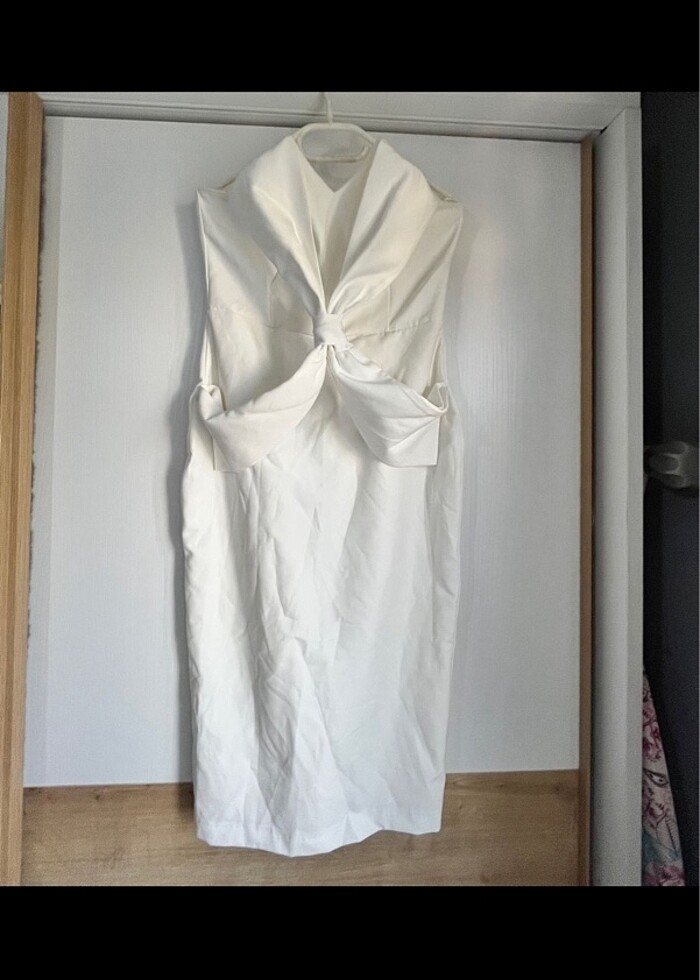 Beyaz kurdele elbise - Görsel 2