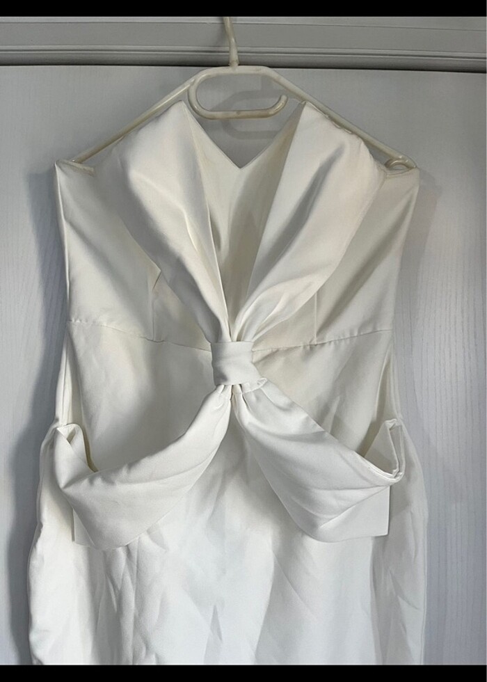 Beyaz kurdele elbise - Görsel 3