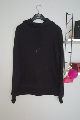h&m siyah kapüşonlu sweatshirt s beden