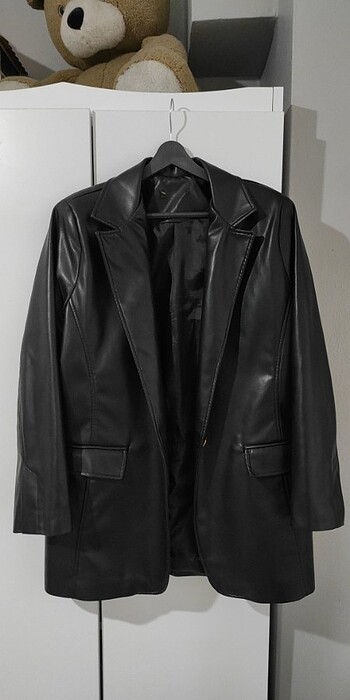 Siyah deri blazer