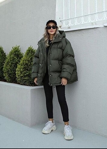 Haki renk oversize mont