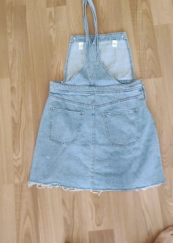 40 Beden Kadın Mavi Denim Kısa Salopet
