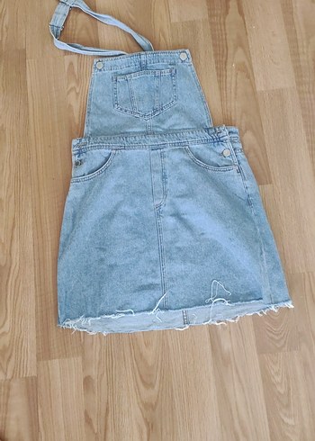 H&M Kadın Mavi Denim Kısa Salopet
