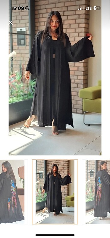 universal Beden siyah Renk Papağan desenli kimono