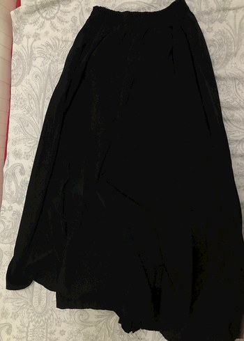 Kadın Siyah poplin kumaş Uzun Salaş cepli etek astarsız - Görsel 2