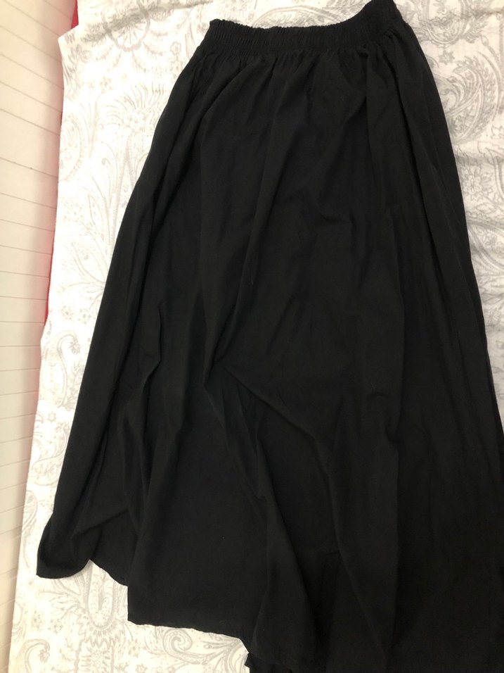 Kadın Siyah poplin kumaş Uzun Salaş cepli etek astarsız - Görsel 3