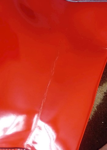 Parlak Kırmızı Deri Kadın Çanta - Görsel 4