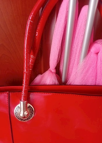 Parlak Kırmızı Deri Kadın Çanta - Görsel 10