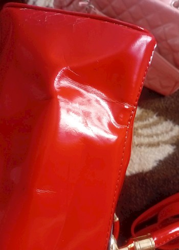 Parlak Kırmızı Deri Kadın Çanta - Görsel 3