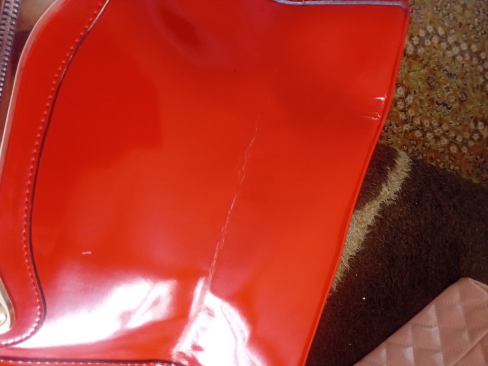 Parlak Kırmızı Deri Kadın Çanta - Görsel 4