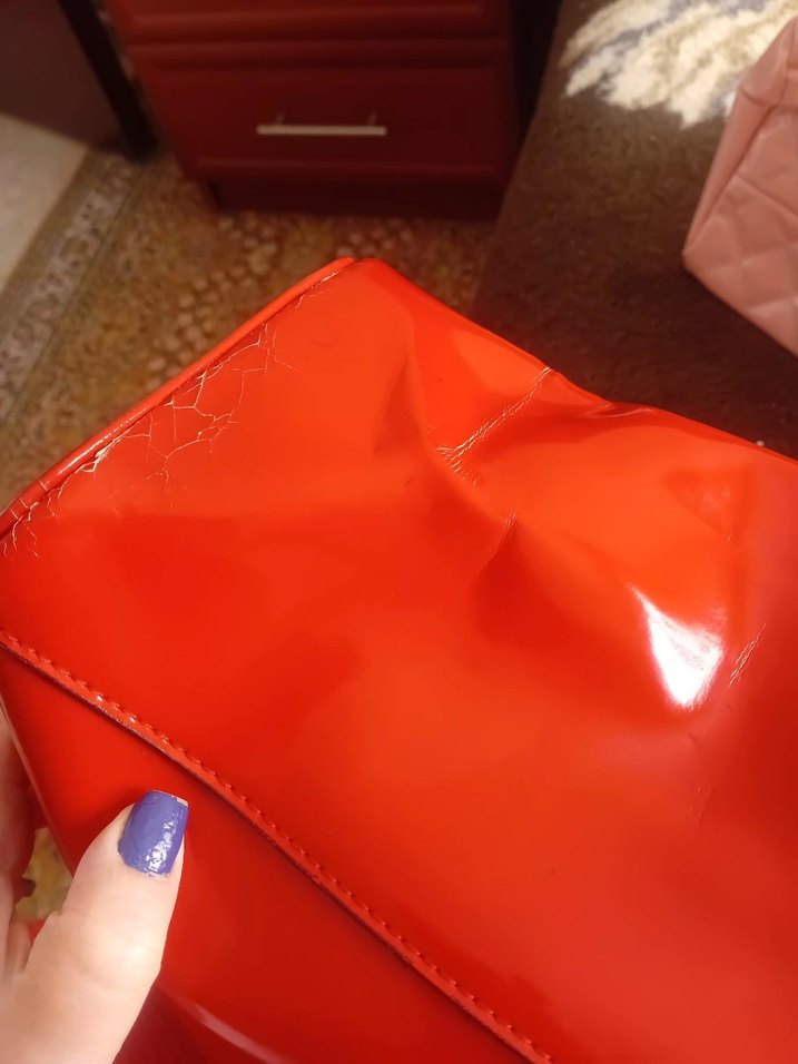 Parlak Kırmızı Deri Kadın Çanta - Görsel 2