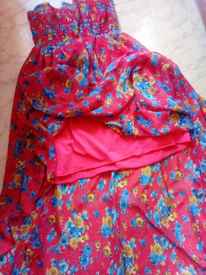 Renkli Straplez Uzun Bohem Elbise - Görsel 5