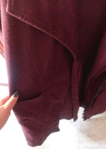 Bordo Kadın Kaban Hırka - Görsel 3