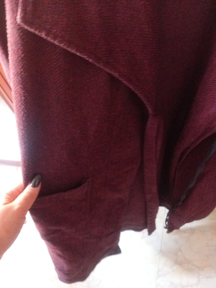 Bordo Kadın Kaban Hırka - Görsel 3