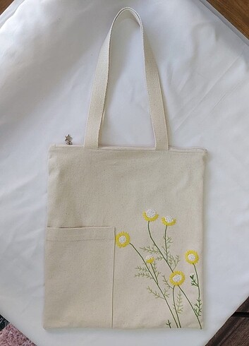 Sarı çiçekli bez çanta