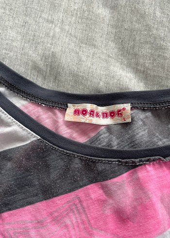 Pembe Gri Çizgili Bluz - Görsel 3