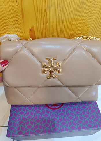Bej Zincir Detaylı Nakışlı Kadın Çanta Tory Burch