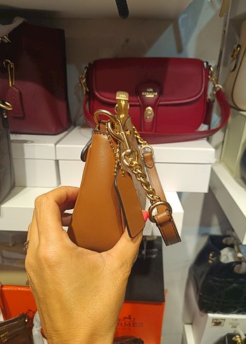 Coach Zincir Detaylı Kahverengi Deri Kadın Çanta coach