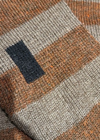 Çizgili Kahverengi Triko Salaş Kazak - Görsel 5