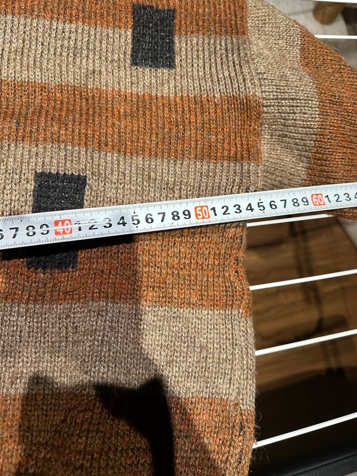 Çizgili Kahverengi Triko Salaş Kazak - Görsel 2