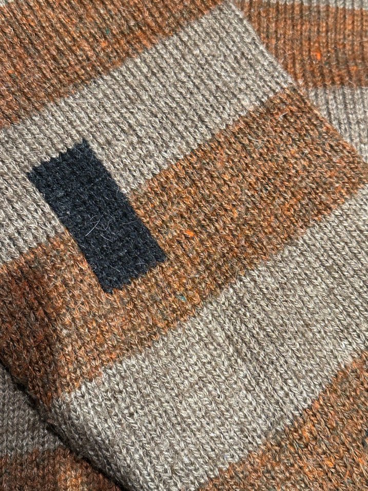 Çizgili Kahverengi Triko Salaş Kazak - Görsel 5