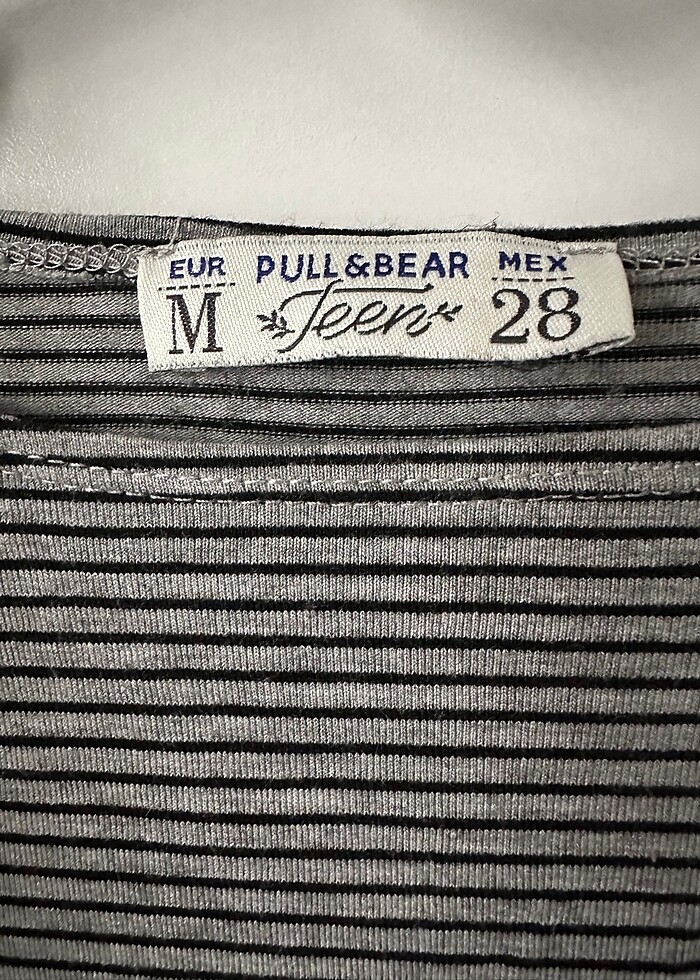 Pull&Bear Çizgili Crop Tshirt - Görsel 2