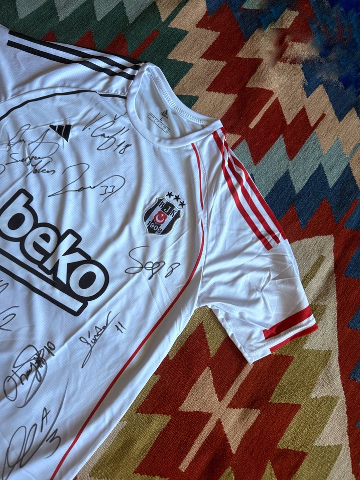 Beyaz Beşiktaş İmzalı Forması Türkiye Futbol Milli Takım Kartal - Görsel 3