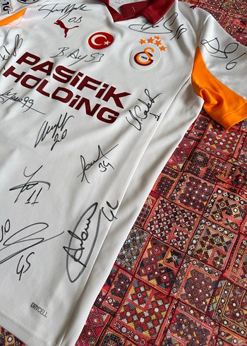 Şampiyonlar Ligi Patchli Galatasaray İmzalı Forması Beyaz Milli - Görsel 4