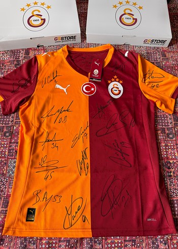 Galatasaray İmzalı Kırmızı Sarı Forması Şampiyonlar Ligi Patchli - Görsel 3