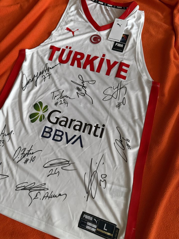 Türkiye Takım Milli İmzalı Beyaz Basketbol Forması Fenerbahçefes - Görsel 3