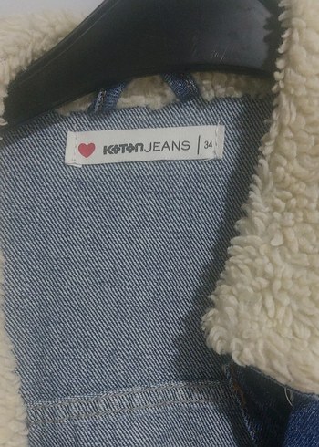 Peluş Detaylı Mavi Kadın Denim Ceket - Görsel 2