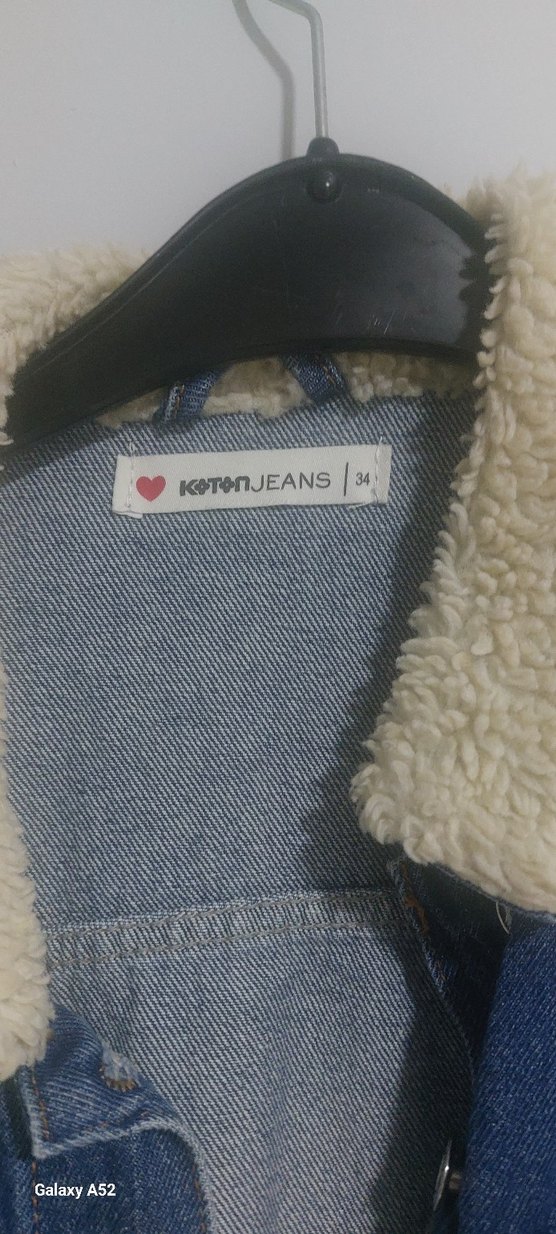 Peluş Detaylı Mavi Kadın Denim Ceket - Görsel 2