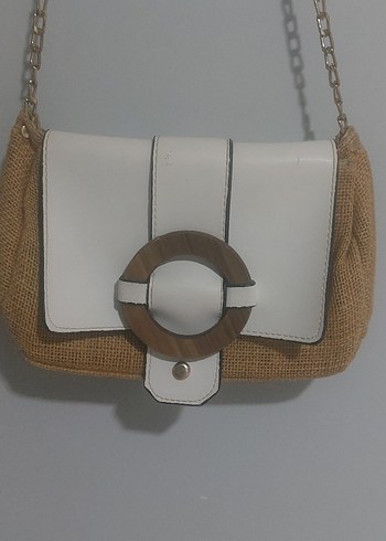 Zincir Detaylı Bej Deri Bohem Kadın Çanta - Görsel 2