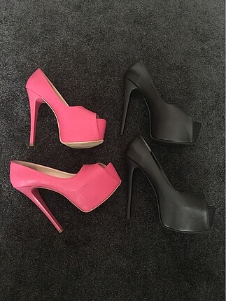 Pembe siyah platform topuk