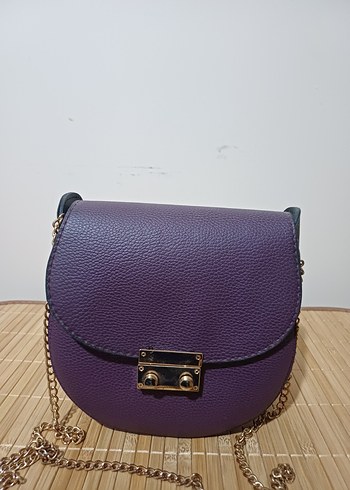 Koyu Mor Deri Kadın Çanta - Görsel 2