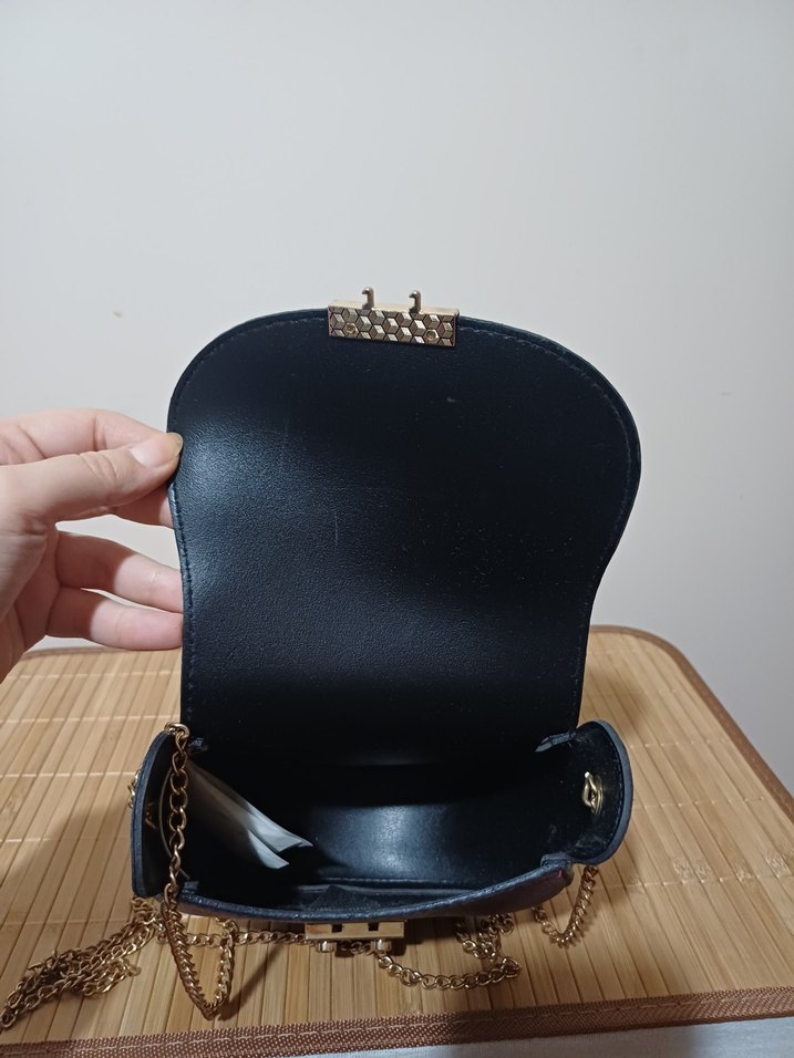 Koyu Mor Deri Kadın Çanta - Görsel 3