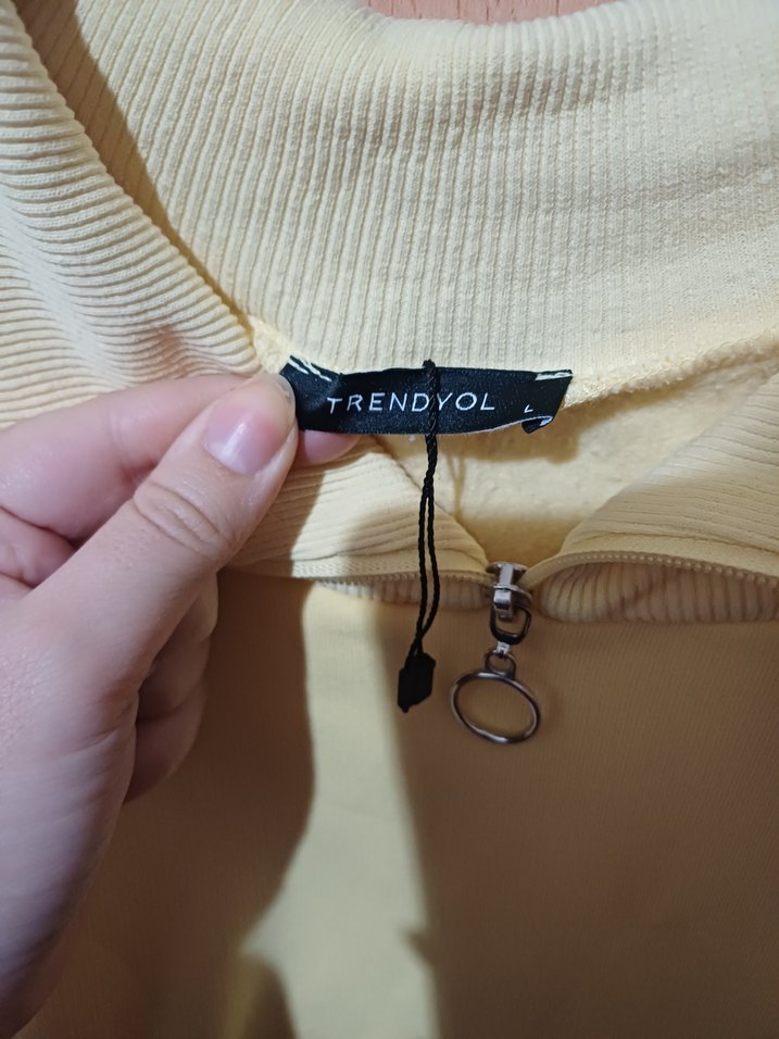 Sarı Fermuarlı Kadın Sweatshirt - Görsel 2