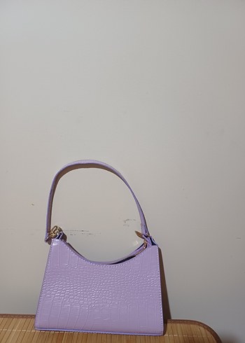 Mor Pastel Deri Yılan Desenli Kadın Çanta - Görsel 2