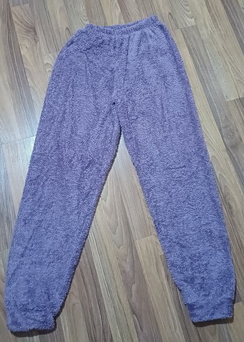 Mor Kapüşonlu Peluş Pijama takımi - Görsel 4