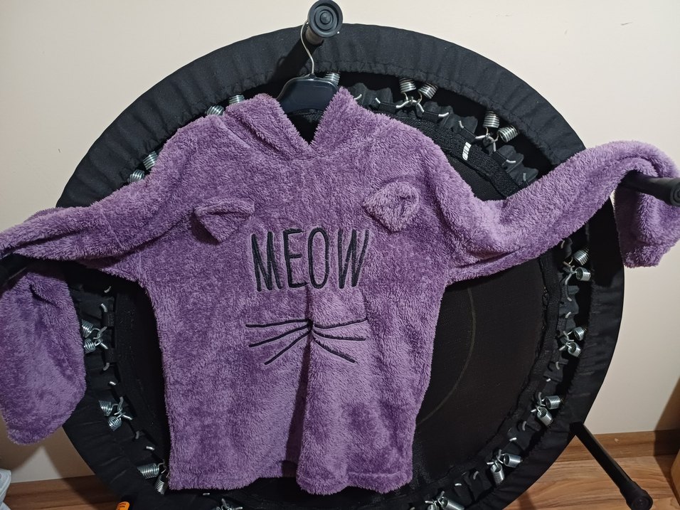 Mor Kapüşonlu Peluş Pijama takımi - Görsel 2